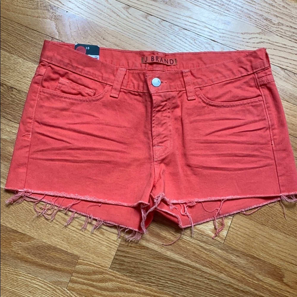 Coral cut off jean shorts